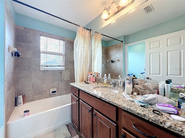 16072 Shasta St, Clermont, FL 34714 - bathroom featuring shower / bathtub combination with curtain and vanity