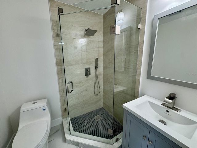 390 Hazel Cir, Punta Gorda, FL 33982 - full bathroom with vanity, a shower stall, and toilet