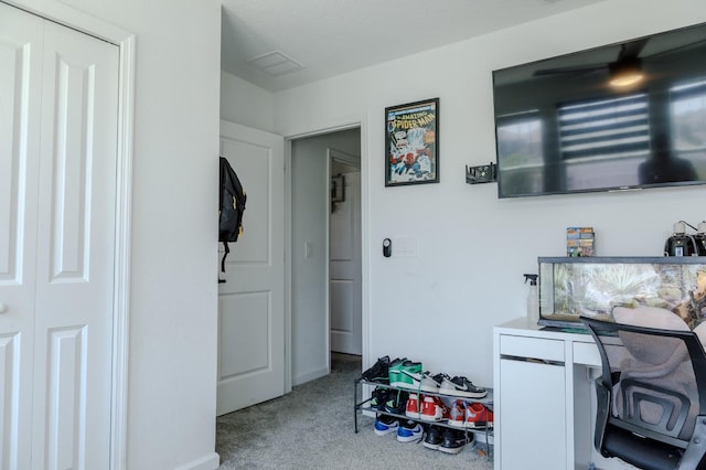 466 Cool Summer Ln, Davenport, FL 33837 - hallway with carpet floors and a desk