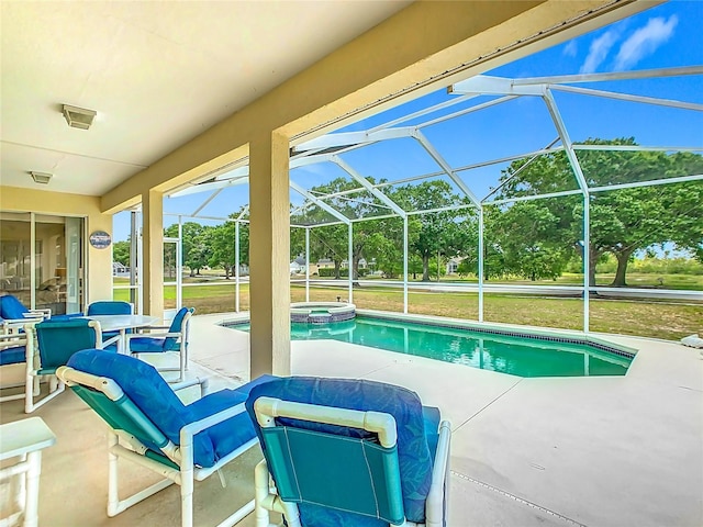 116 Westport Ln, Davenport, FL 33896 - view of pool featuring a patio area, a pool with connected hot tub, and a lanai