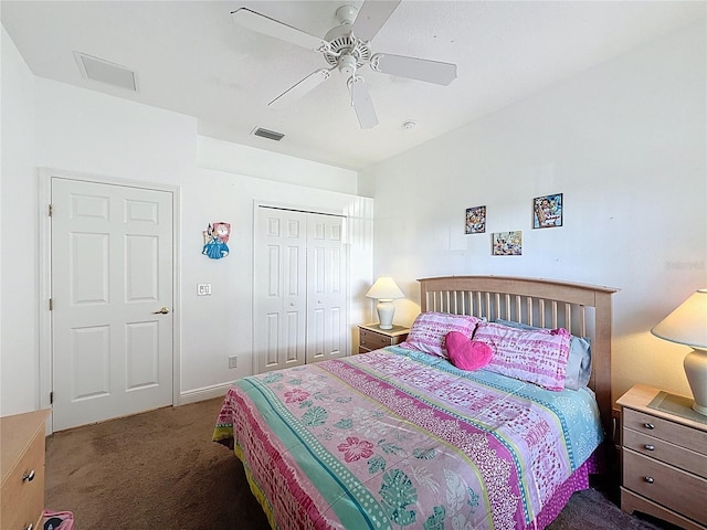 107 Amaca Ln, Davenport, FL 33897 - bedroom with carpet flooring, a closet, and a ceiling fan