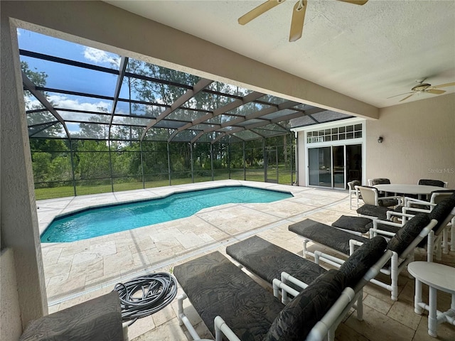 2356 Chadwick Cir, Kissimmee, FL 34746 - outdoor pool featuring ceiling fan, a patio, and a lanai