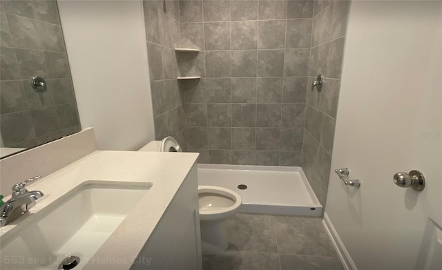 553 SE Turtle, Haines City, FL 33844 - full bath with tiled shower, vanity, toilet, and tile patterned floors