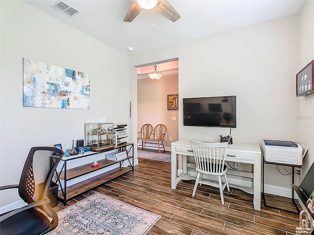 605 San Augusto Dr, Kissimmee, FL 34759 - office featuring a ceiling fan and wood finished floors