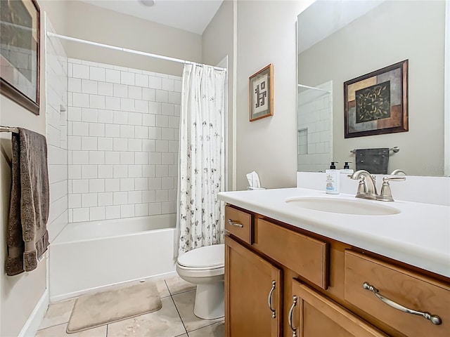 605 San Augusto Dr, Kissimmee, FL 34759 - full bathroom with tile patterned floors, vanity, and shower / bath combo with shower curtain