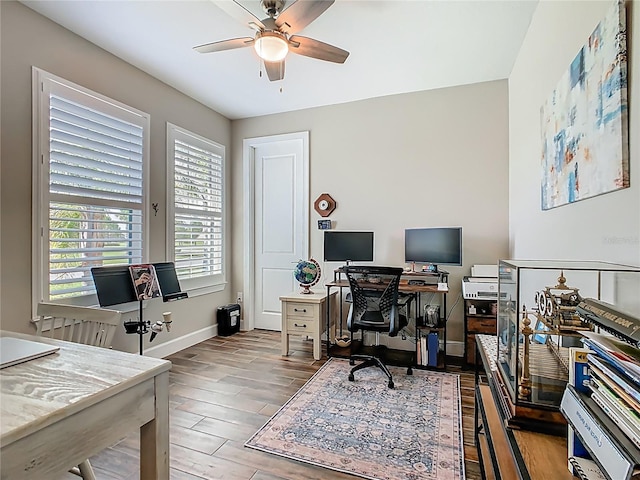 605 San Augusto Dr, Kissimmee, FL 34759 - office space featuring a ceiling fan and wood finished floors