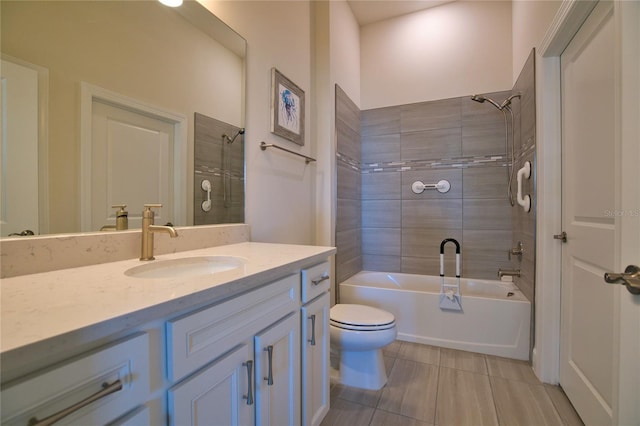 14553 Eagle Branch Dr, Nokomis, FL 34275 - full bath featuring vanity, toilet, shower / washtub combination, and tile patterned floors