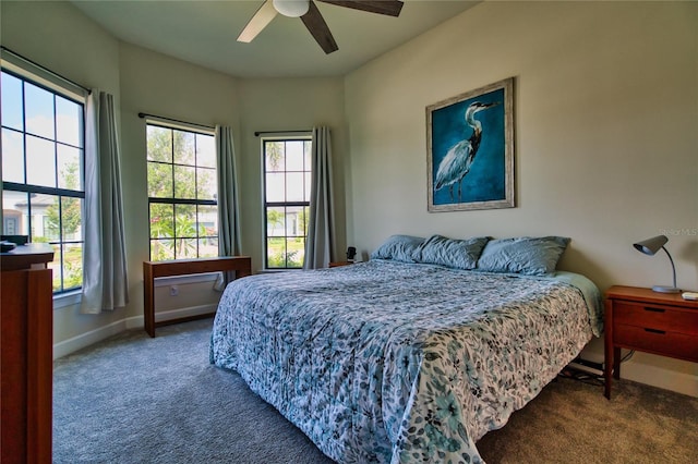 14553 Eagle Branch Dr, Nokomis, FL 34275 - carpeted bedroom with multiple windows, baseboards, and a ceiling fan
