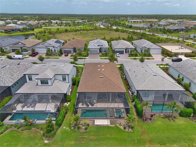 14553 Eagle Branch Dr, Nokomis, FL 34275 - aerial perspective of suburban area featuring a pool area and a large body of water
