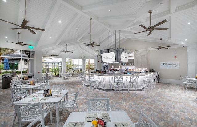 14553 Eagle Branch Dr, Nokomis, FL 34275 - view of patio / terrace featuring exterior bar, outdoor dining space, and ceiling fan