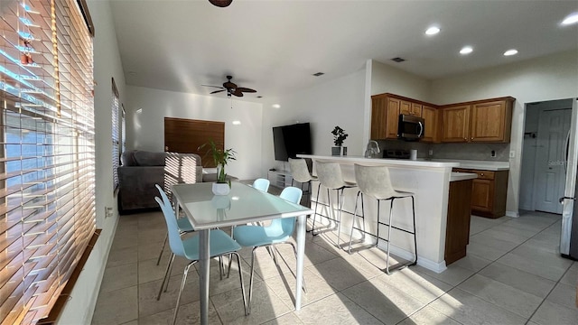 3901 Ballinore Pl, Gotha, FL 34734 - dining room featuring ceiling fan, light tile patterned floors, and recessed lighting