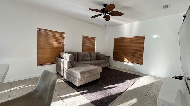 3901 Ballinore Pl, Gotha, FL 34734 - tiled living area featuring a ceiling fan