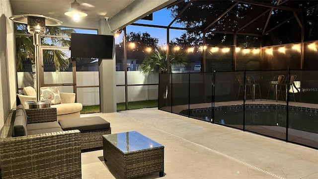 3901 Ballinore Pl, Gotha, FL 34734 - view of patio / terrace featuring glass enclosure and an outdoor living space