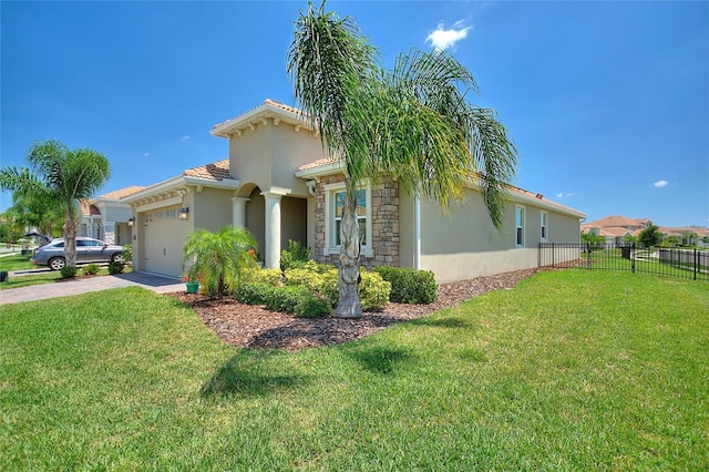 1101 Downswing Pl, Davenport, FL 33896 - mediterranean / spanish-style home featuring stucco siding, a garage, driveway, and a tile roof