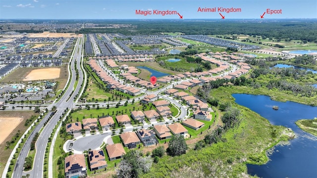 1101 Downswing Pl, Davenport, FL 33896 - aerial overview of property's location with a large body of water and nearby suburban area