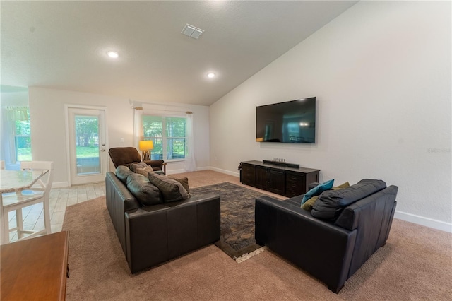 6644 SW 179th Court Rd, Dunnellon, FL 34432 - living area featuring vaulted ceiling, baseboards, and recessed lighting
