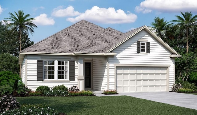217 Thornberry Way, Palm Coast, FL 32164 - view of front facade with concrete driveway, a front lawn, and roof with shingles