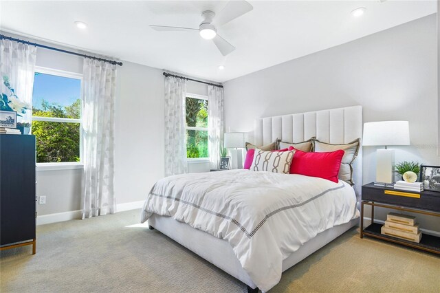 217 Thornberry Way, Palm Coast, FL 32164 - bedroom featuring baseboards, carpet floors, recessed lighting, and a ceiling fan