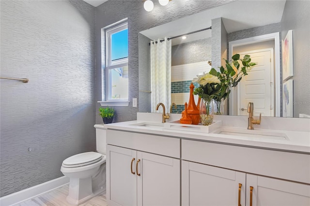 217 Thornberry Way, Palm Coast, FL 32164 - full bath with double vanity, toilet, and a shower with curtain