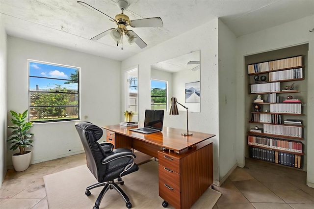 3252 Golfview Rd, Sebring, FL 33875 - home office featuring light tile patterned floors and a ceiling fan