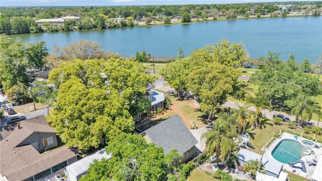 822 W Patterson St, Lakeland, FL 33803 - bird's eye view of a large body of water, a pool area, and a tree filled landscape