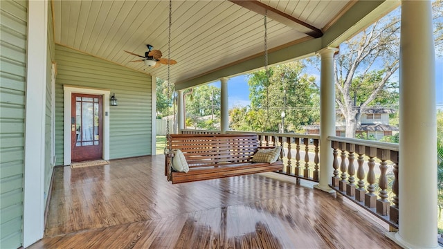 822 W Patterson St, Lakeland, FL 33803 - wooden porch featuring a ceiling fan