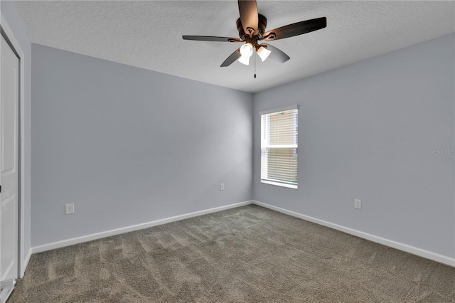 4492 Bluff Oak Loop, Kissimmee, FL 34746 - spare room featuring carpet, a textured ceiling, ceiling fan, and baseboards