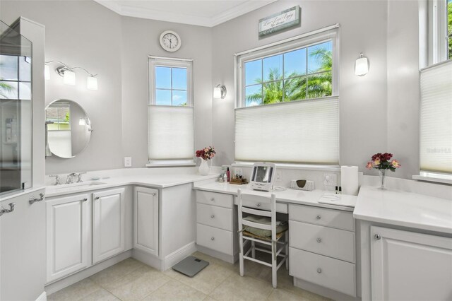 201 Largo Dr, Kissimmee, FL 34759 - bathroom featuring tile patterned flooring, vanity, and ornamental molding