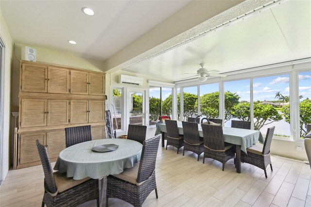 201 Largo Dr, Kissimmee, FL 34759 - sunroom / solarium featuring a wall mounted AC, wood finished floors, and recessed lighting