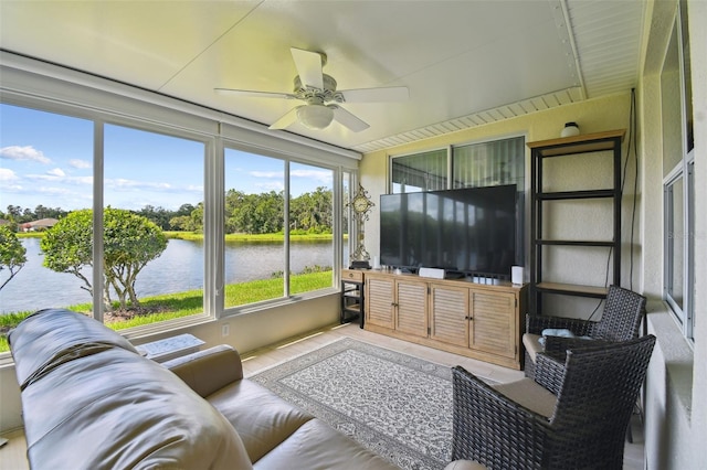 201 Largo Dr, Kissimmee, FL 34759 - sunroom / solarium with a ceiling fan and view of scattered trees