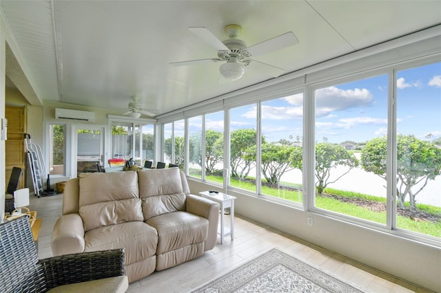 201 Largo Dr, Kissimmee, FL 34759 - sunroom with ceiling fan, a wall mounted AC, and plenty of natural light