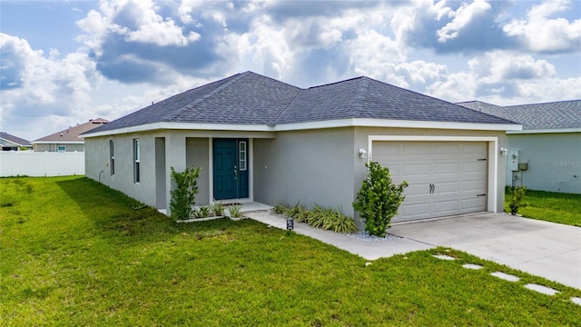 1719 Daystar Dr, Haines City, FL 33844 - ranch-style home with stucco siding, concrete driveway, an attached garage, and a shingled roof
