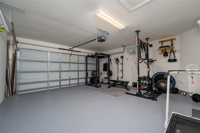 1719 Daystar Dr, Haines City, FL 33844 - workout area featuring a garage and a textured ceiling