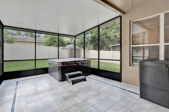 6932 Gray Catbird Loop, Wesley Chapel, FL 33545 - sunroom featuring a hot tub