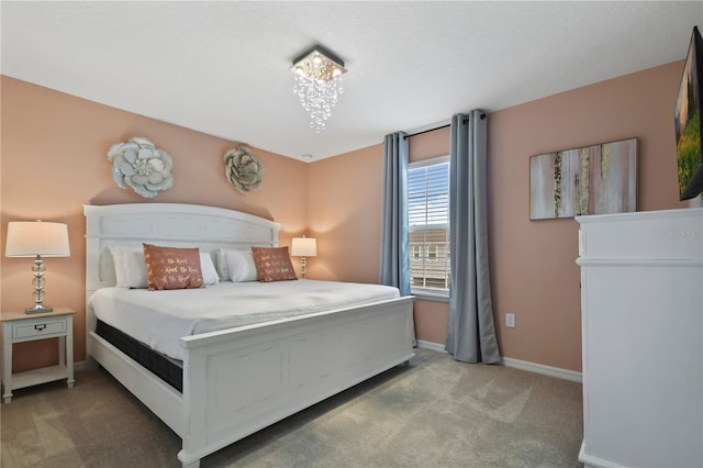 2176 Lelani Cir, Davenport, FL 33897 - bedroom with light carpet, baseboards, and a chandelier