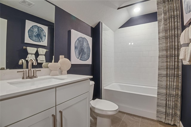 222 Thornberry Way, Palm Coast, FL 32164 - full bathroom with lofted ceiling, vanity,  shower combination, and tile patterned floors
