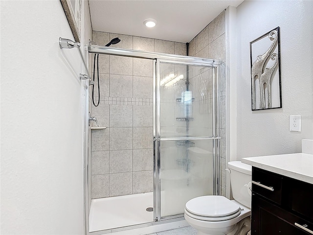 4850 Coral Castle Dr, Kissimmee, FL 34746 - full bath with vanity, a shower stall, and a textured wall