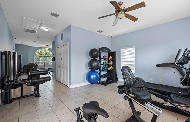 4850 Coral Castle Dr, Kissimmee, FL 34746 - exercise room featuring ceiling fan and baseboards