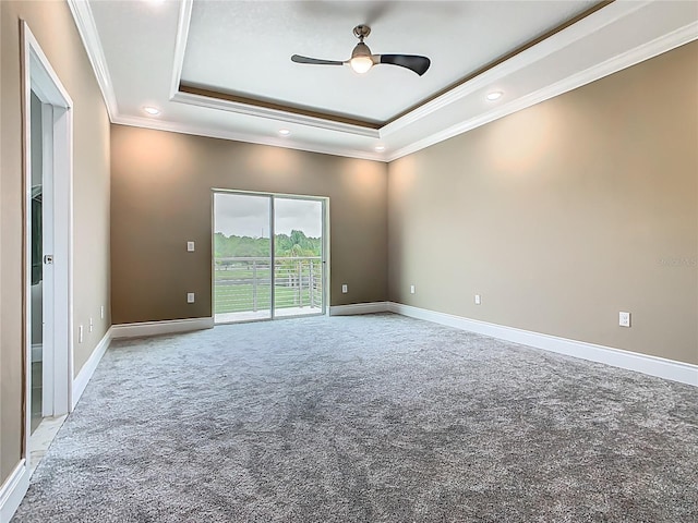 1870 Brentwood Ct, Davenport, FL 33837 - carpeted spare room with a raised ceiling, ceiling fan, ornamental molding, baseboards, and recessed lighting