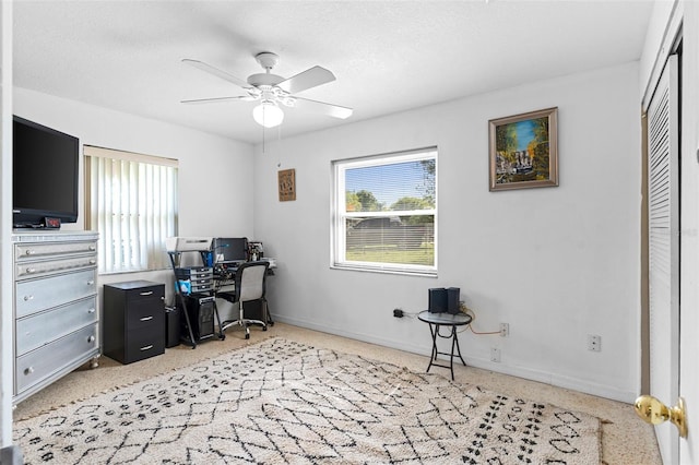 1566 Providence Blvd, Deltona, FL 32725 - home office with healthy amount of natural light, a ceiling fan, and baseboards