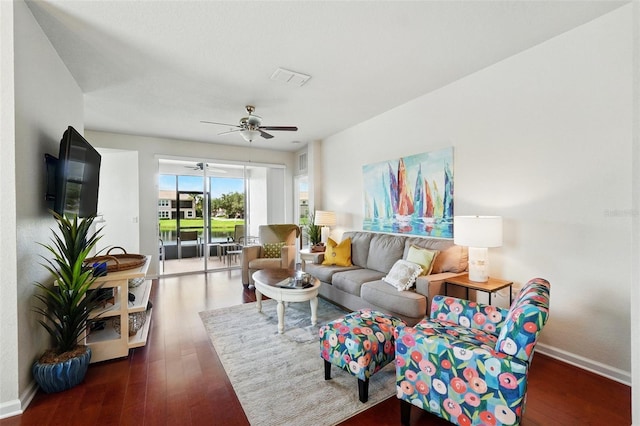 1225 Bella Cara Ct Unit 1, Davenport, FL 33896 - living area featuring ceiling fan and wood finished floors
