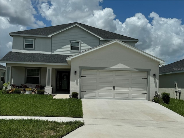 1016 Cascade Dr, Davenport, FL 33837 - traditional home featuring concrete driveway, roof with shingles, a garage, stucco siding, and a front yard