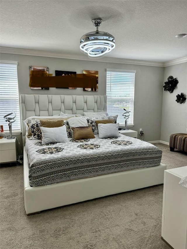1016 Cascade Dr, Davenport, FL 33837 - carpeted bedroom featuring ornamental molding and a textured ceiling