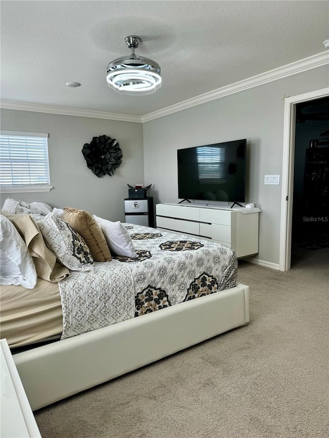 1016 Cascade Dr, Davenport, FL 33837 - bedroom with ornamental molding, light carpet, and a textured ceiling