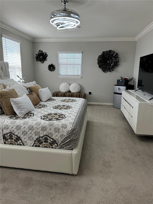 1016 Cascade Dr, Davenport, FL 33837 - bedroom with ornamental molding, light carpet, multiple windows, and a textured ceiling