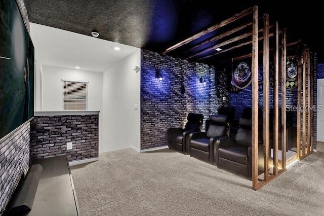 7622 Oakmoss Loop, Davenport, FL 33837 - home theater room featuring carpet floors and brick wall