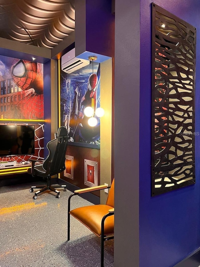 7622 Oakmoss Loop, Davenport, FL 33837 - home theater room with speckle patterned floor and a wall mounted AC