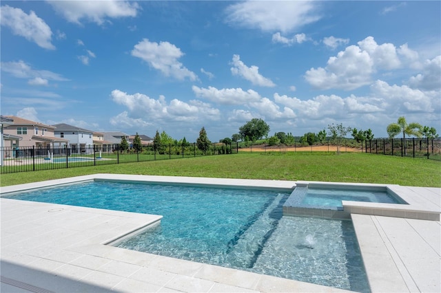 15600 Vetta Dr, Bella Collina, FL 34756 - view of pool featuring a pool with connected hot tub and a residential view
