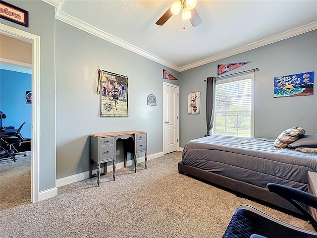 15311 Johns Lake Rd, Clermont, FL 34711 - bedroom featuring carpet, crown molding, baseboards, and an office area