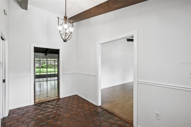16 Pine Forest Dr, Haines City, FL 33844 - unfurnished dining area with a chandelier and beam ceiling
